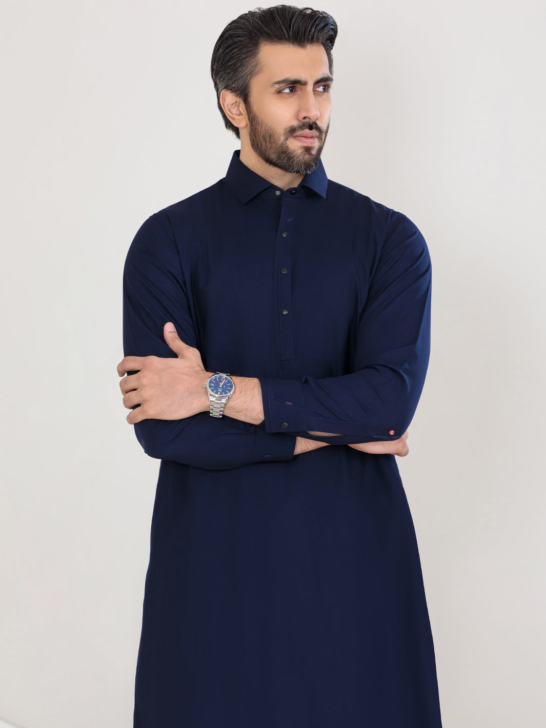 NAVY BLUE BLENDED UNSTICHED KAMEEZ SHALWAR