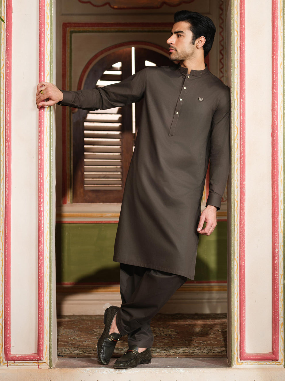 Men's Premium Wash & Wear Unstitched Suit – Coffee Brown