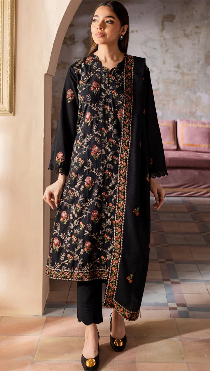 3 Piece Lawn Suit-Embroidered with chiffon dupatta