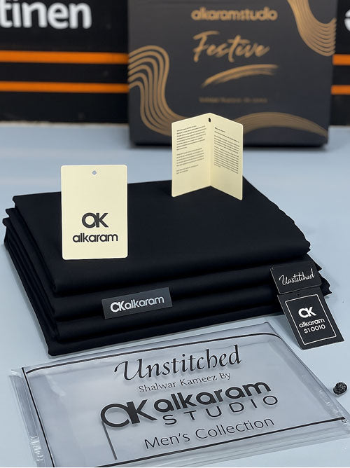 Premium Black Cotton Suit | Alkaram X AH fashion Store